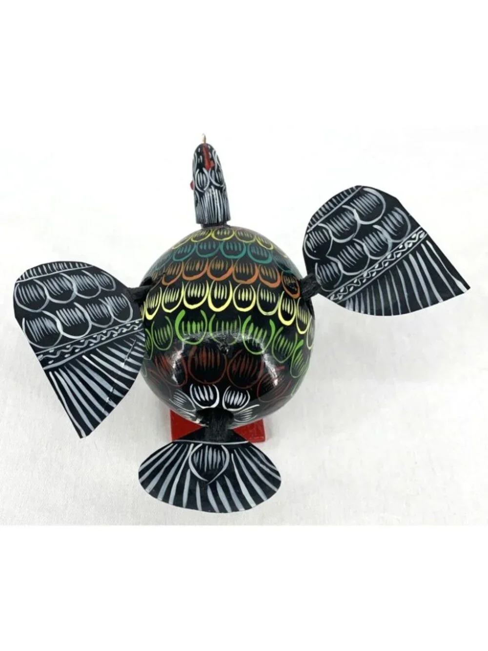 Alebrije Turkey Hand Painted Wood Carving Oaxacan Folk Art Nodder Bobblehead 5.5
